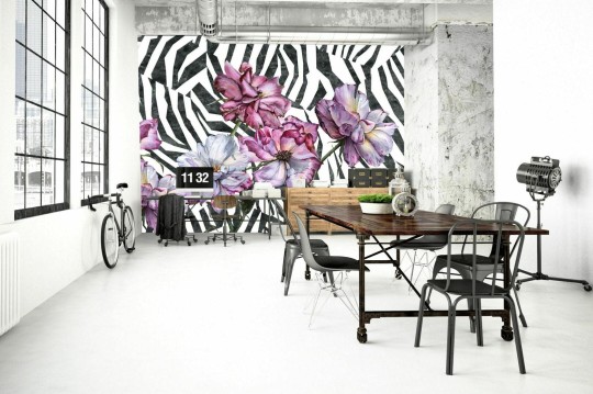 Dekorami Zebra Fleur Zebra Mess - mural w kwiaty