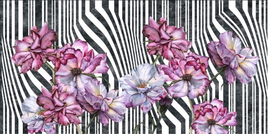 Dekorami Zebra Fleur Vertical - mural w kwiaty