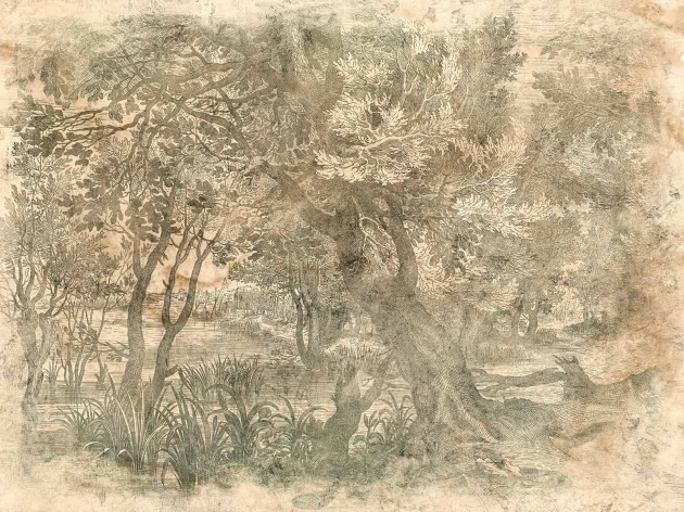 Wallcraft 605 33 2201 Elav - mural z ręcznie malowanym lasem