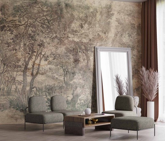 Wallcraft 605 33 2201 Elav - mural z ręcznie malowanym lasem