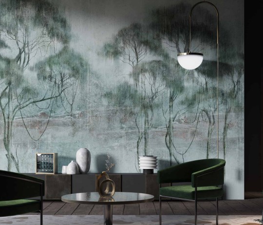 Wallcraft 600 32 2201 Grovi - mural w wysokie drzewa na betonowym tle