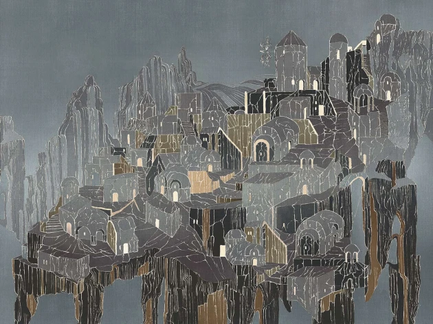 Wallcraft 610 32 2201 Komo - mural z miastem na wzgórzu