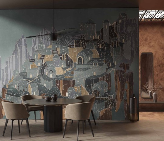 Wallcraft 610 32 2201 Komo - mural z miastem na wzgórzu