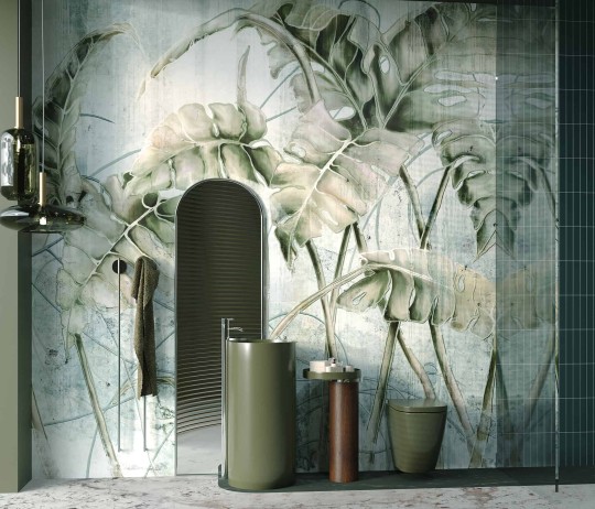 Wallcraft 595 32 2201 Monstera - mural w zielone liście monstery na jasnym tle