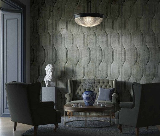 Wallcraft 525 31 2201 Norton - geometryczny mural w pasy na betonowym tle