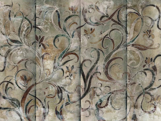 Wallcraft 565 31 2201 Salva - mural w kwiatowe ornamenty na betonowym tle
