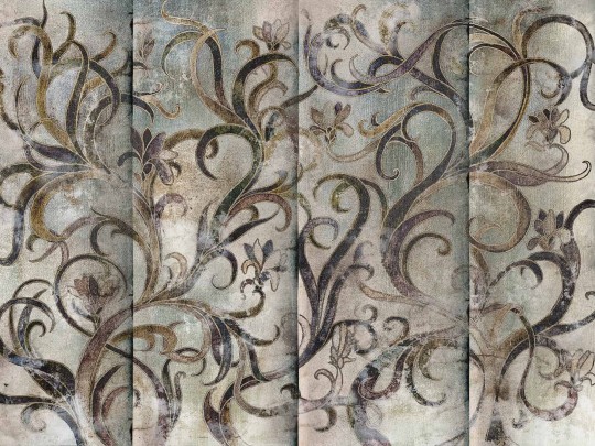 Wallcraft 565 32 2201 Salva - mural w kwiatowe ornamenty na betonowym tle