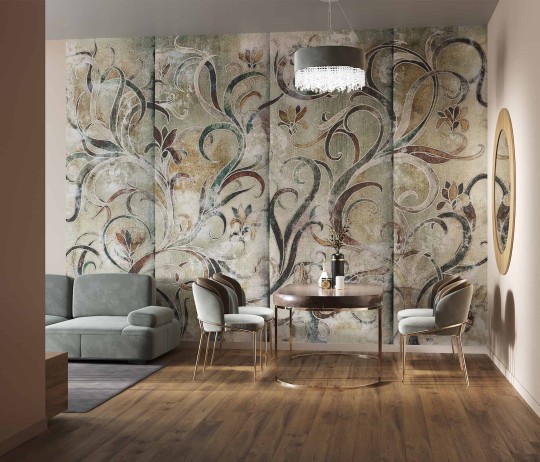 Wallcraft 565 32 2201 Salva - mural w kwiatowe ornamenty na betonowym tle
