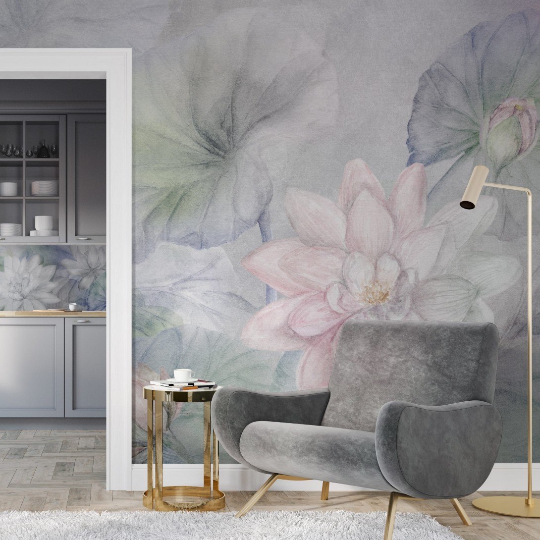 Wall Art Arte by Annowa Summer - mural z kwiatami na szarym