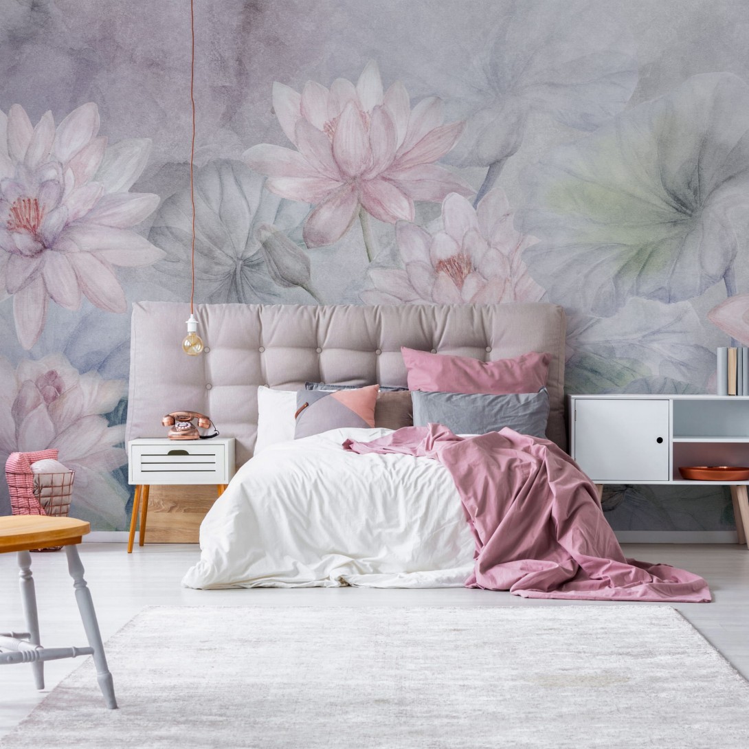 Wall Art Arte by Annowa Summer - mural z kwiatami na szarym