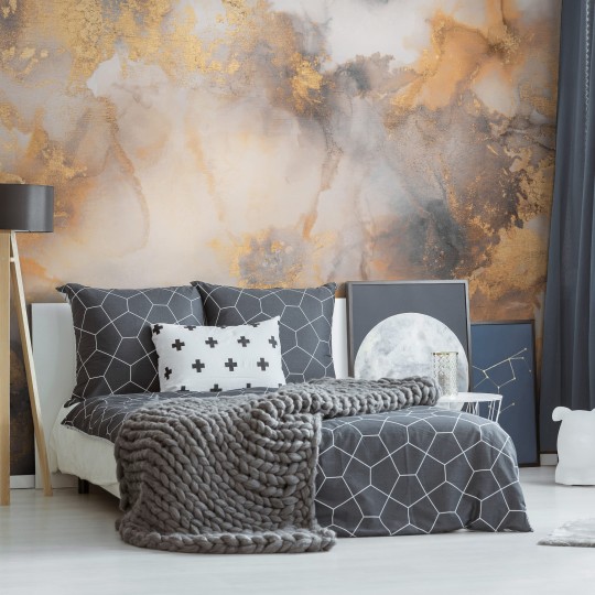 Wall Art Arte by Annowa Dolce Vita Grey&Gold - mural akwarelowa szaro-złota