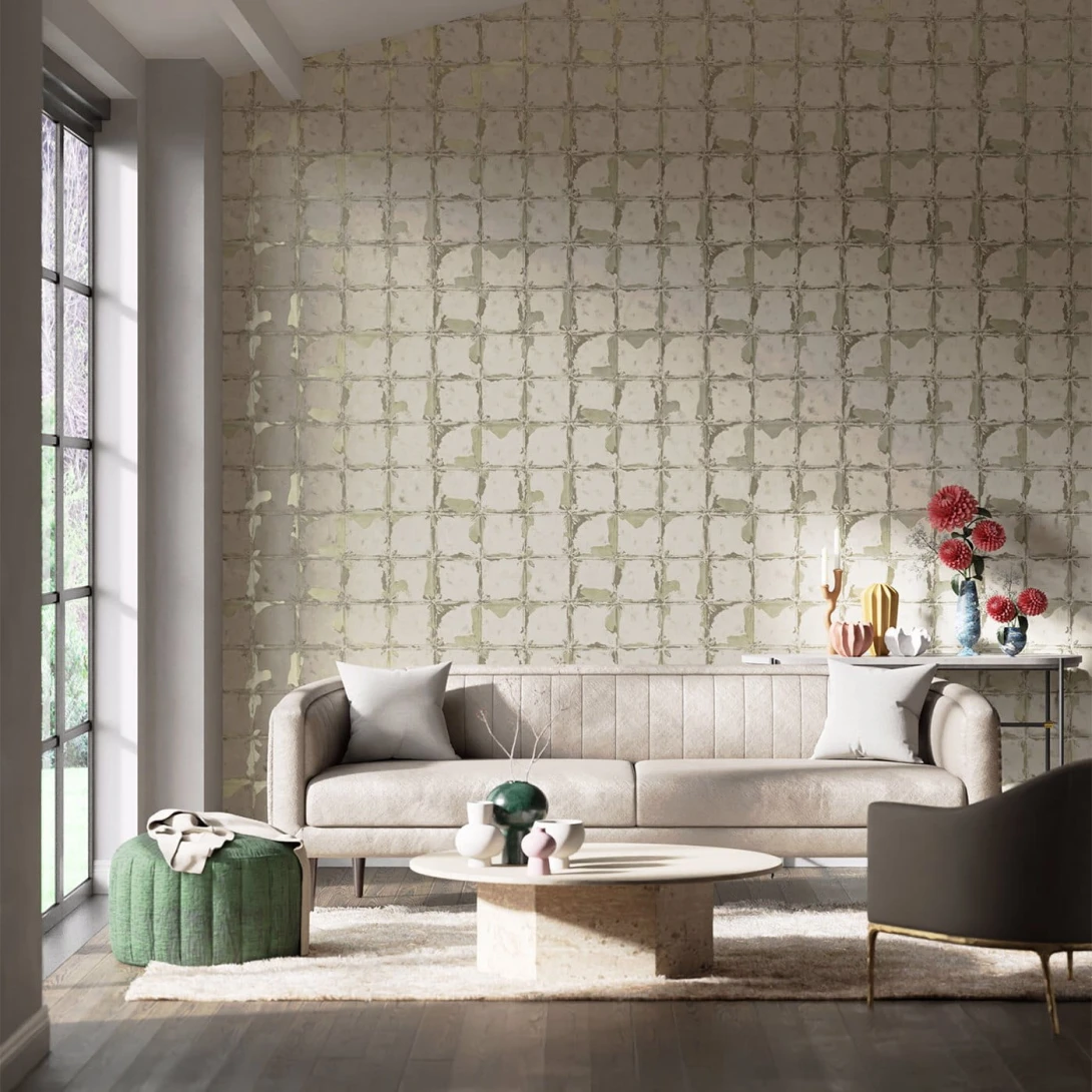 Harlequin 110635 Colour 2 Akoa Platinum - tapeta w postarzałe kafelki