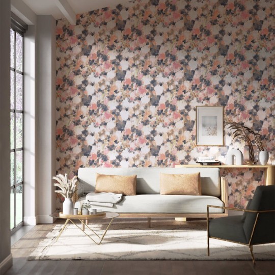 Harlequin 111477 Colour 2 Exuberance HEATHER/INDIGO - akwarelowa tapeta w plamy na falistym tle