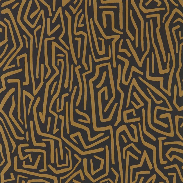 Harlequin 112829 Colour 2 Melodic GOLD/BLACK EARTH - czarno-brązowa tapeta z motywem geometrycznym