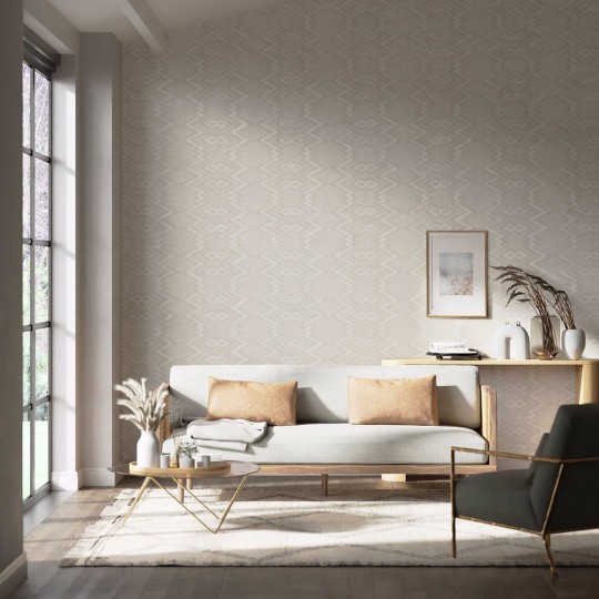 Harlequin 112847 Colour 2 Ankara SAIL CLOTH/ DIFFUSED LIGHT - szaro-biała tapeta z motywem geometrycznym