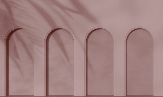 Wall Art Libra Pink - różowy mural z łukami i cieniami liści