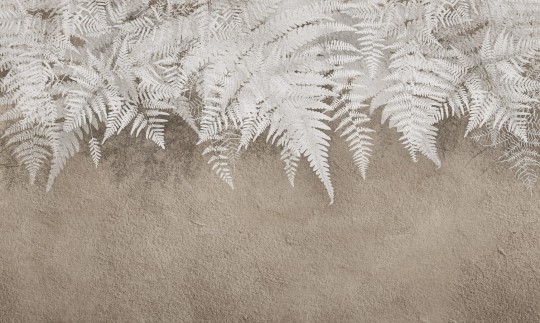 Wall Art Lacerta Coffee - mural z motywem liści paproci na betonowym tle