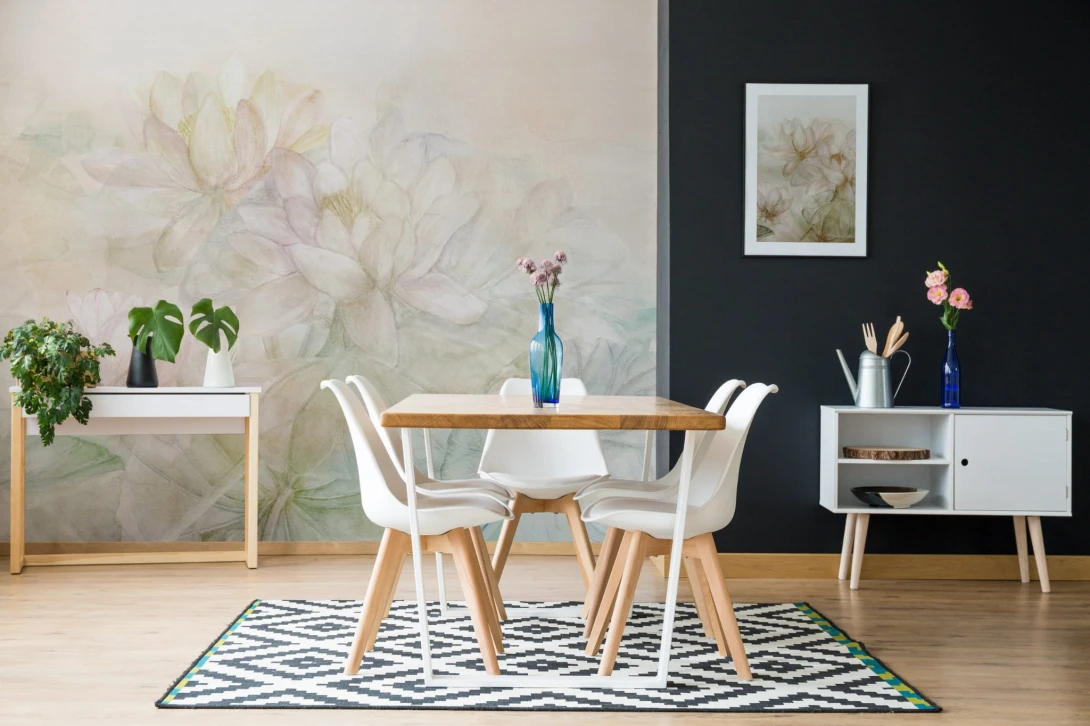 Wall Art Spring - mural z pastelowymi kwiatami na jasnym