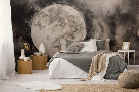 Wall Art Notte - mural z księżycem na czarnym tle