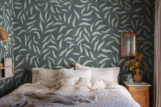 Sandberg S10221 Villa Dalaro II Jennie Classic Blue - mural w liście laurowe