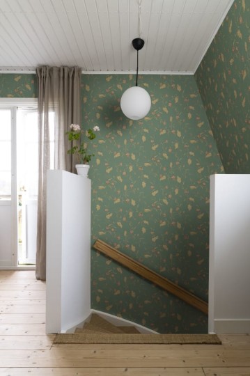 Sandberg S10149 Huset i Solen Elmire Emerald - tapeta z motywem kwiatowych girland