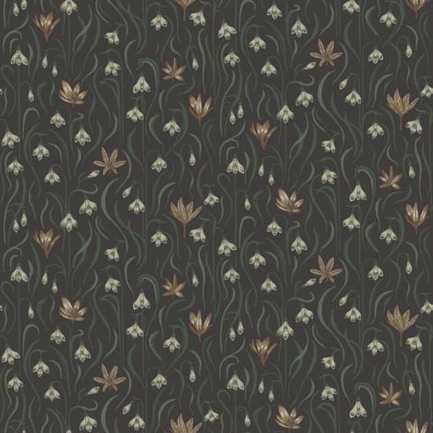 Sandberg S10158 Huset i Solen Signe Charcoal  - tapeta w przebiśniegi i krokusy