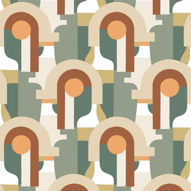 Casadeco 88467203 Iconic Pop Multico Vert - mural geometryczny retro