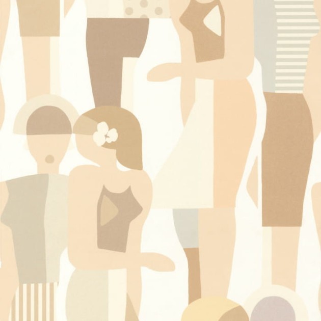 Casadeco 88444111 Iconic Fashion Week Pastel - tapeta z sylwetkami tygodnia mody