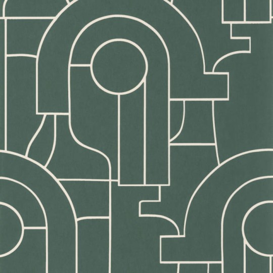 Casadeco 88417424 Iconic Arty Vert Tennis - tapeta w architektoniczne linie