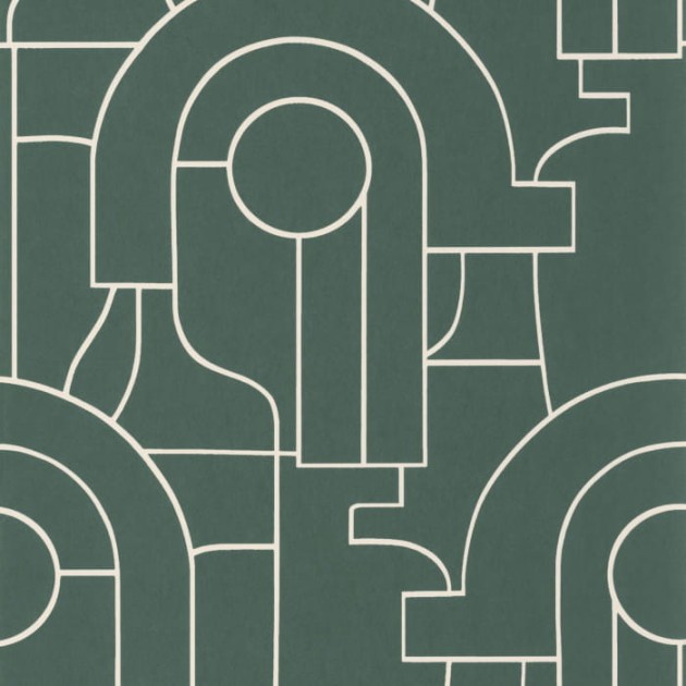 Casadeco 88417424 Iconic Arty Vert Tennis - tapeta w architektoniczne linie