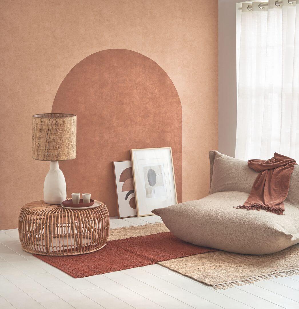 Casadeco 88091138 Minerals Mur A La Chaux Beige Gres - tapeta imitująca bielone ściany