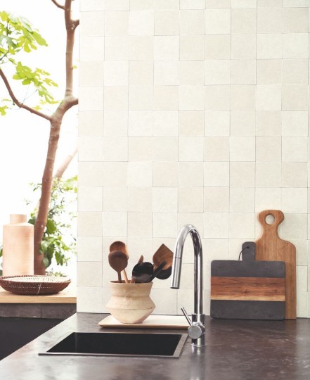 Casadeco 88107243 Minerals Zelliges Vert Celadon - tapeta imitująca płytki ceramiczne