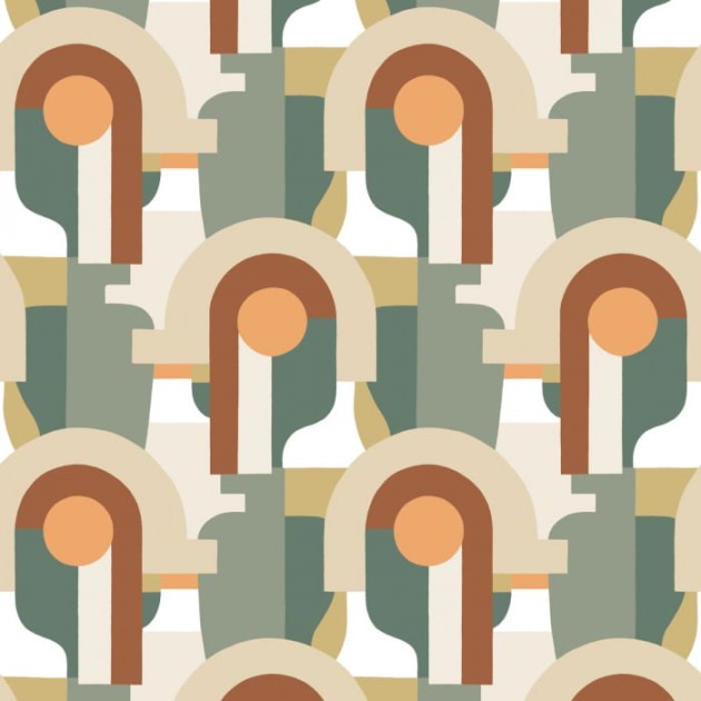 Casadeco 88467205 Iconic Pop Multico Vert - mural geometryczny retro