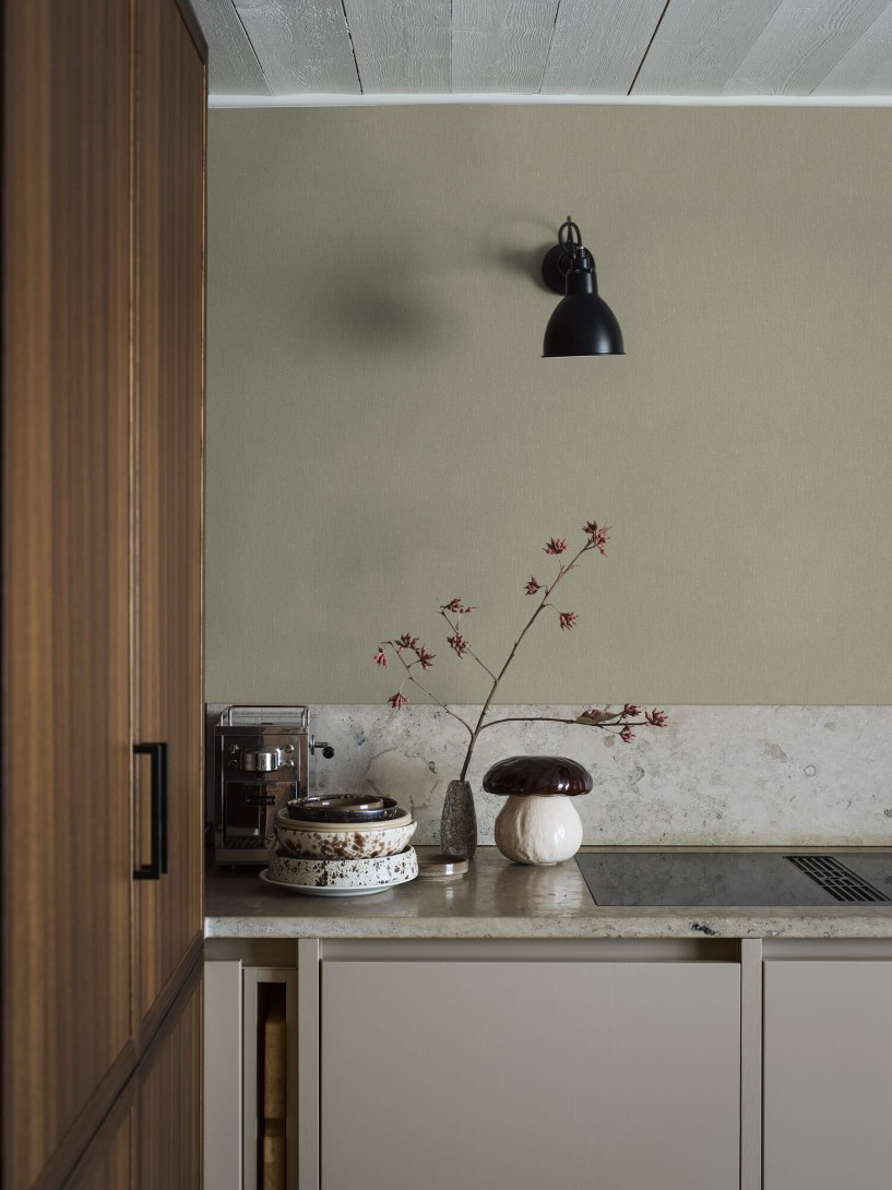 Boras Tapeter 4335 Linen Soft Olive - tapeta lniana oliwkowa