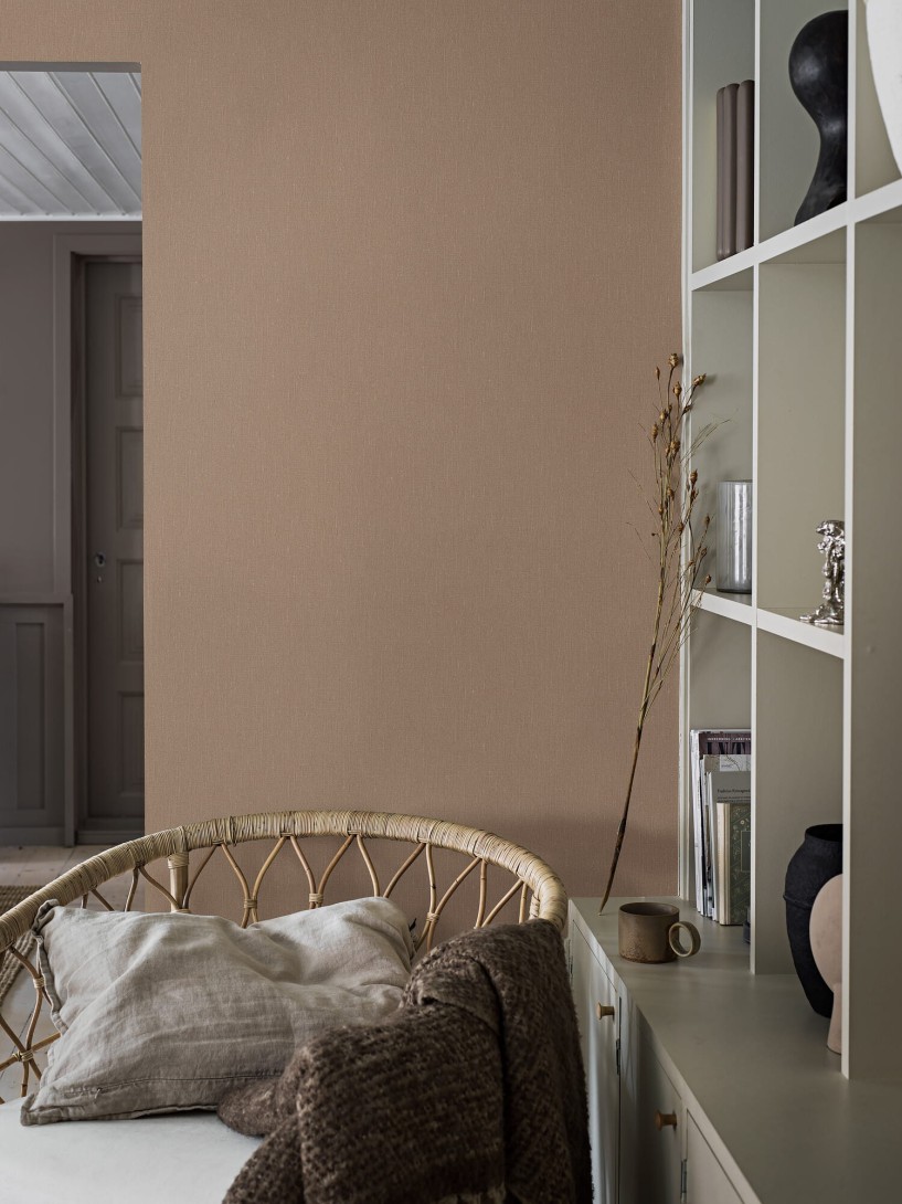 Boras Tapeter 4324 Linen Terracotta - tapeta lniana wypalona glina