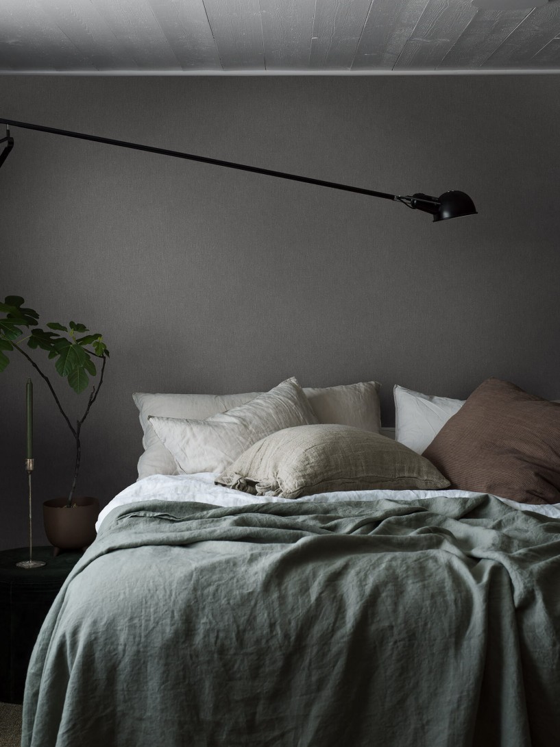 Boras Tapeter 4322 Linen Dim - tapeta lniana brązowa