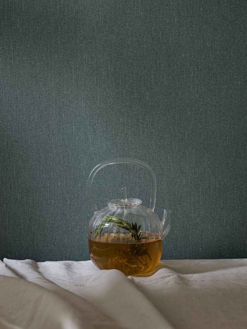 Boras Tapeter 4425 Linen Deep Forest - tapeta lniana zielona