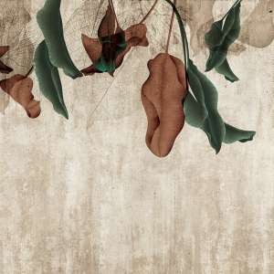 Yo2 ST1.01.1 ES / GL Set Traits - mural z motywem kolorowych liści na starej ścianie