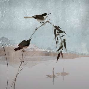 Yo2 ST1.02.2 ES / GL Set Traits - mural z motywem krajobrazu i gałązki z ptakami