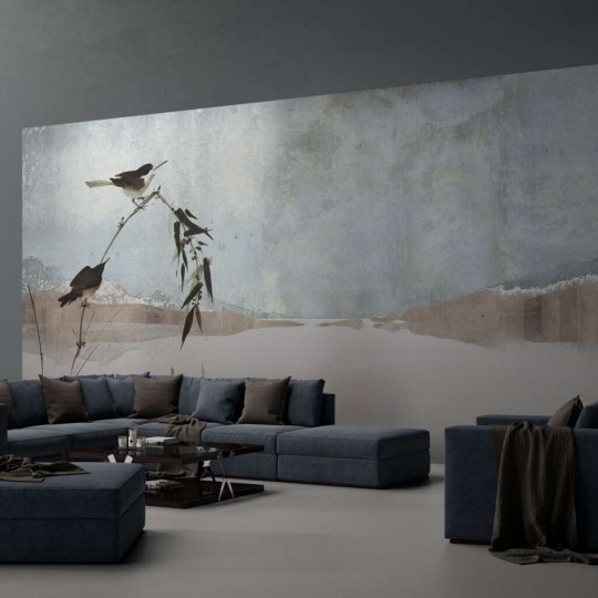 Yo2 ST1.02.2 ES / GL Set Traits - mural z motywem krajobrazu i gałązki z ptakami