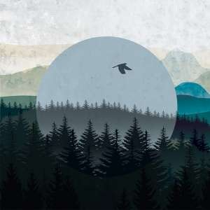 Yo2 ST1.07.2 ES / GL Set Traits - mural z górami, lasem i ptakami