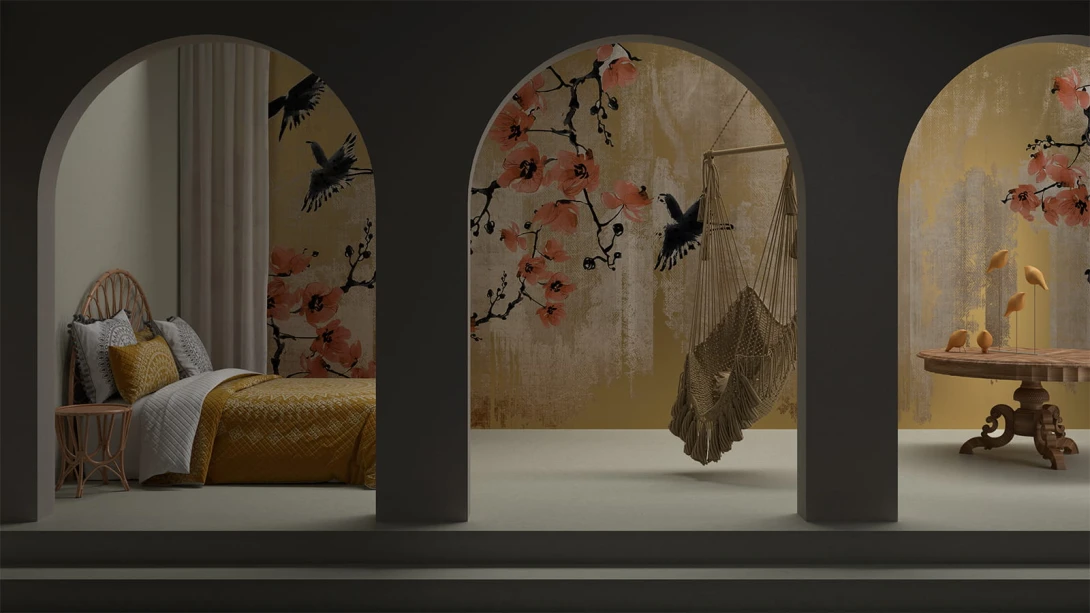 Yo2 RF1.05 SG Rusty Florals - mural z motywem kwiatów i ptaków