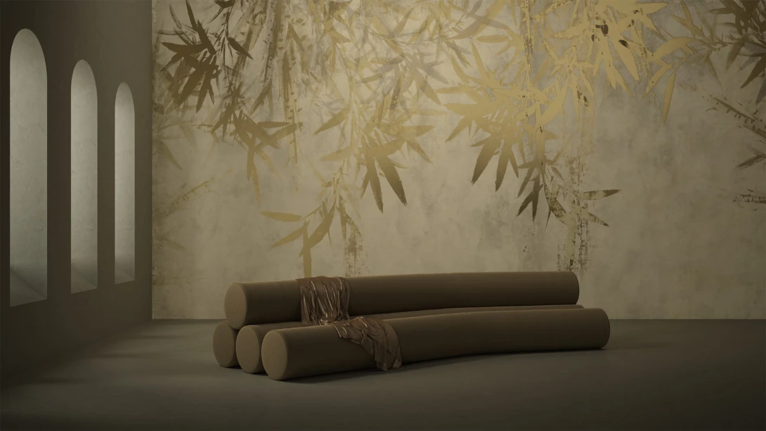 Yo2 RF1.01 IS Rusty Florals - mural z motywem liści bambusa