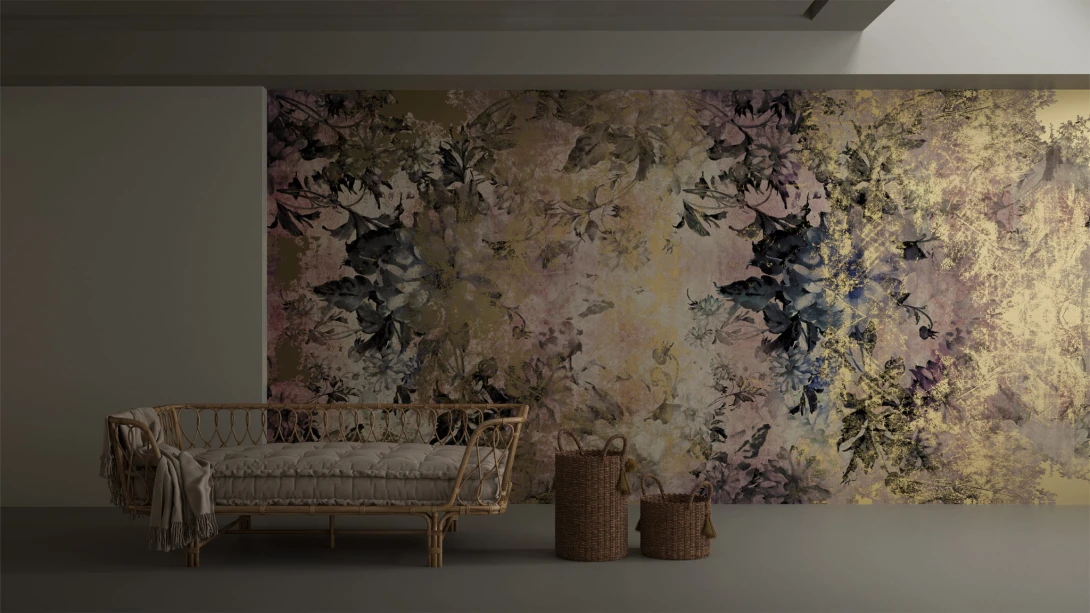 Yo2 RF1.02 IS Rusty Florals - mural z motywem kwiatów na postarzanej ścianie