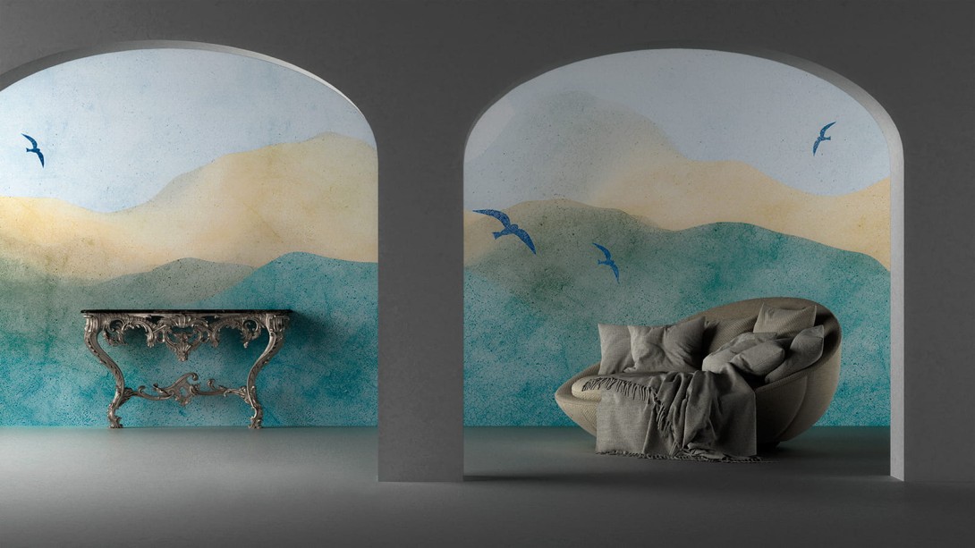 Yo2 LU1.02.1 CR Lucid - mural z krajobrazem gór i ptakami