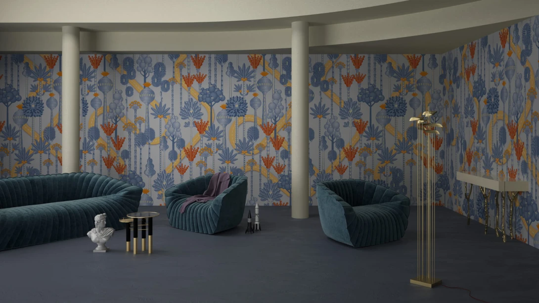 Yo2 BF1.01.1 GL Biophilic Futures - mural z motywem drzew i pasów drogowych