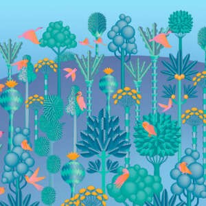 Yo2 BF1.03.1 GL Biophilic Futures - mural z motywem drzew i ptaków