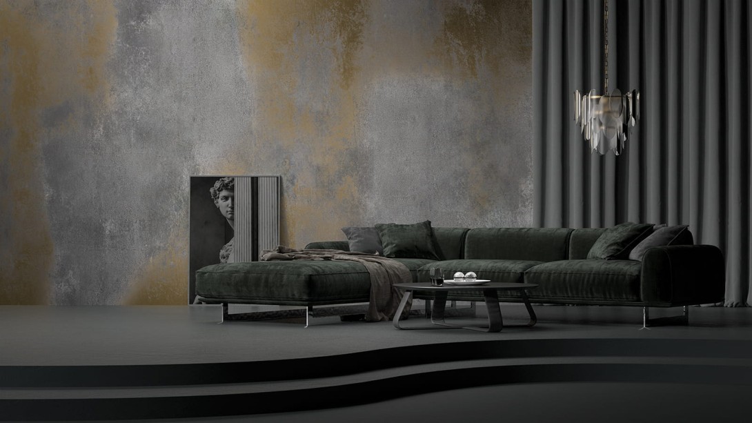 Yo2 CS1.01 SG Concrete Surfaces - mural ze złotymi przetarciami