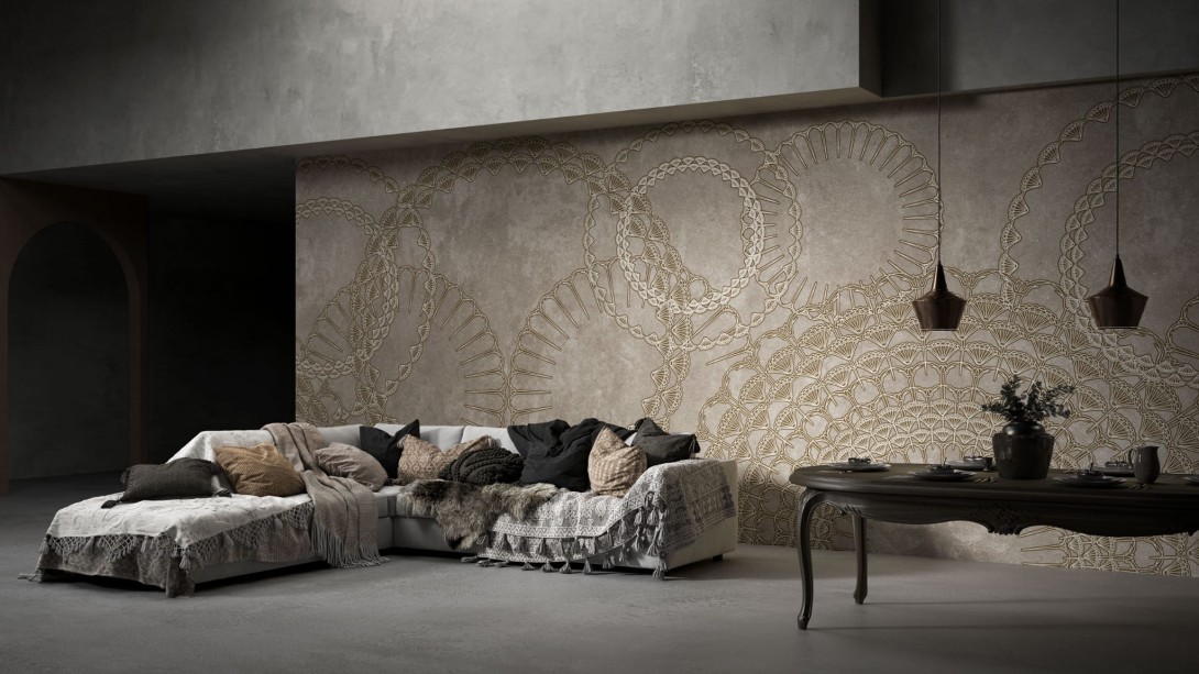 Yo2 AQ1.03.3 FF Antiquity - mural z motywem ornamentów na betonowym tle