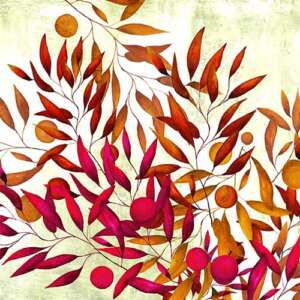 Yo2 MY1.04.1 GL Misty Soul - mural z motywem liści i owoców na betonowym tle